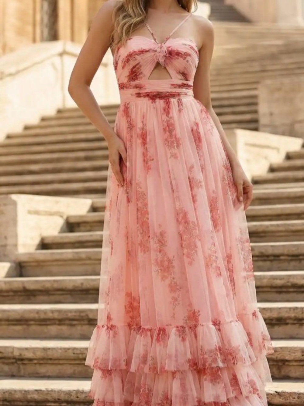 Pink Floral Maxi Dress